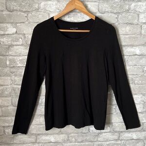 **FLAWED** Eileen Fisher Women's Petite Small Black Long Sleeve Tshirt Basic